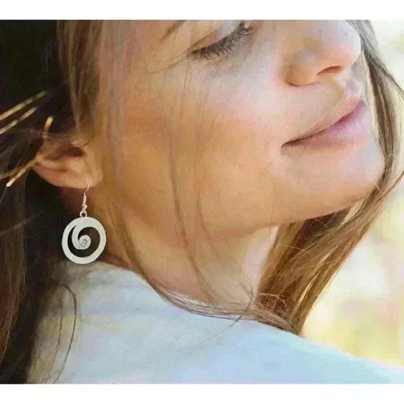 Spiral earrings dangle bohemian jewelry for women swirl charm - Picture 2 of 12